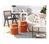 Lot de 2 poufs de rangement en velours orange CAMDENTON