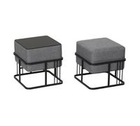 Lot de 2 poufs empilables Tas multifonctionnel carré gris foncé