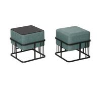 Lot de 2 poufs empilables Tas multifonctionnel carré vert