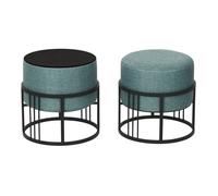 Lot de 2 poufs empilables Tas multifonctionnel rond vert