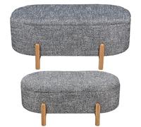 Lot de 2 poufs en Polyester et Bois Gris 45 x 110 x 58,5 cm