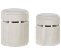 Lot de 2 Poufs Glamour et Elégant avec Rangement 44/38cm Blanc Casse Camdenton