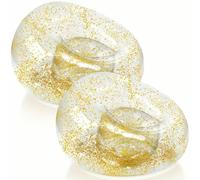 Lot de 2 poufs gonflables transparents avec paillettes dorées pour salon et balcon