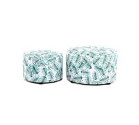 Lot de 2 Poufs Imprimé "Indira" 58cm Blanc & Vert