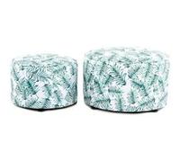 Lot de 2 Poufs Imprimé "Indira" 58cm Blanc & Vert Vert G