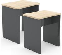 lot de 2 poufs repose-pieds table d'appoint Esal