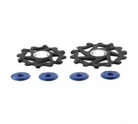 Lot de 2 poulies de dérailleur arrière 12T + 14T avec roulements en céramique pour SRAM AXS, parfait pour chaînes de 9, 10, 11 vitesses (bleu)
