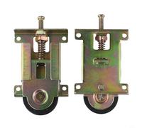 Lot de 2 poulies de porte coulissante pour armoires - Matériel de rouleau à came avec roues montées, construction en fer + plastique, finition dorée, design peu encombrant pour cuisine et armoire