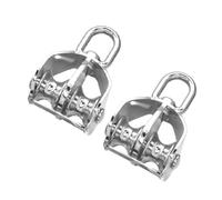 Lot de 2 poulies doubles M15-M100, galets en acier inoxydable 304, charge maximale de 1500 kg, type en U(M25-150kg load)