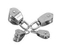 Lot de 2 poulies en acier inoxydable M15/M25, roue simple/double pivotante, ensemble for corde levage, outils, poulie grue à câble métallique pour Construction, Marine(M15-Double Wheel)