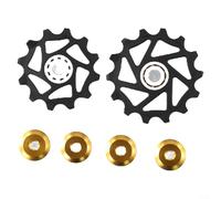 Lot de 2 poulies jockeywheel de vélo 12T + 14T avec roulements en céramique pour SRAM AXS, prend en charge 9, 10, 11 vitesses (doré)