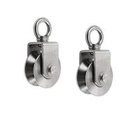Lot de 2 poulies pivotantes universelles en acier inoxydable 304, 48 mm, roue de suspension de type U/V pour câble métallique et corde de chanvre, guide de corde robuste