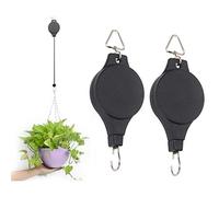 Lot de 2 poulies rétractables réglables pour panier de jardin, pots et mangeoire à oiseaux en différentes hauteurs (Noir)