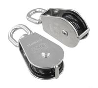 Lot de 2 poulies simples en acier inoxydable 304, limite de charge de travail de 362,9 kg, rotation à 360°, résistant à la rouille, pour kayak, construction et utilisation en extérieur
