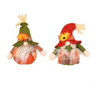 Lot de 2 poupées nains sans visage, décoration de nain d'automne, centre de table de Thanksgiving, figurines de récolte d'automne, jolie poupée en tissu, décoration rustique pour la maison