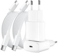 Lot De 2 Pour Chargeur Rapide Iphone, 25w Pd Usb-C Prise Secteur Avec 2m Câble (Iphone 15 25w)