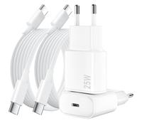 Lot de 2 pour Chargeur Rapide iPhone, 25W PD USB-C Prise Secteur avec 2m Câble (iPhone 15 25W)