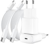 Lot De 2 Pour Chargeur Rapide Iphone, 25w Pd Usb-C Prise Secteur Avec 2m Câble (Iphone 15 25w)[Cha8220301]