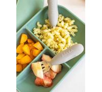 Lot de 2 pré-couverts d'apprentissage 2e âge en inox et silicone velvet grey TU