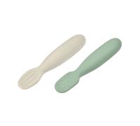 Béaba – Lot de 2 cuillères bébé précuillères silicone dès 4 mois ergonomiques Sage green/Velvet grey