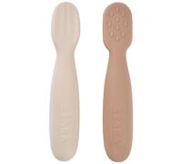 BÉABA, Lot de 2 cuilleres bebe 1er age, Pré-cuillères en Silicone, Couverts Bébé, Dès 4 Mois, Forme Ergonomique, Textures Différentes, Manche Ergonomique, Pralin/Argile