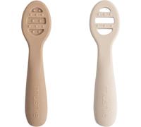 Mushie Cuillères d'apprentissage First Feeding en silicone - Lot de 2, Natural/Shifting Sand, 6m+