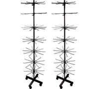 lot de 2 - Présentoir rotatif hauteur 155cm | Présentoir à roulettes 7 étages | Présentoir rotatif avec 70x crochets en métal | Présentoir équipement de magasin comptoir | Aménagement de magasin Prése