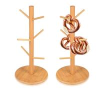 Lot de 2 Présentoirs à Bretzels en Bois 6 Branches | 16x36cm Support Multifonction pour Tasses, Donuts, Saucisses | Porte-bijoux de Table pour Apéro et Cuisine