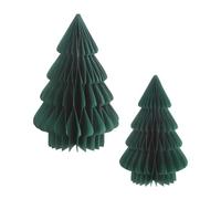 Lot de 2 présentoirs de sapin de Noël en papier - 30 cm/20 cm - Vert - Décoration de table - Sapin de Noël à poser - Présentoir décoratif pour Noël, l'Avent, l'hiver, la fenêtre