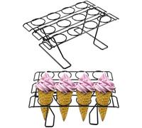 Lot de 2 présentoirs empilables en métal pour cornets de crème glacée, cônes de cupcakes, dessert durable et support de refroidissement, 27 x 16,5 x 10,9 cm