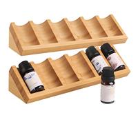 Lot de 2 présentoirs en bois pour vernis à ongles, support pour huiles essentielles, design incliné pour un accès efficace, peut contenir six bouteilles, idéal pour le bureau ou la coiffeuse