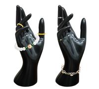 Lot de 2 présentoirs pour bracelets, bagues et bracelets - Modèle de main féminine - Noir