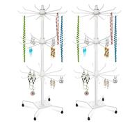 Lot de 2 présentoirs rotatifs | 360° Porte-marchandises à 3 étages | Décoration de magasin | Support rotatif de 67 cm avec 30 crochets en métal | Support d'équipement de magasin | Présentoir pour