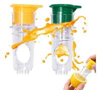 Lot de 2 presse-agrumes avec bec verseur pour agrumes, verseur de citron, couteau, centrifugeuse avec couvercle, pour la cuisine en déplacement, préparation de jus d'agrumes frais, oranges, citrons