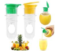 Lot de 2 presse-agrumes avec bouchon à vis, réutilisable, petit et portable pour citrons, oranges et agrumes