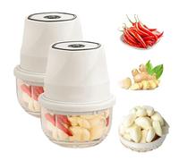 Lot de 2 presse-ail électriques : presse-ail, loup d'ail, balance portable pour légumes, trou de cabine d'oignon | mélangeur de processeur, broyeur d'oignons pour noix, piment (beige)