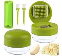 Lot de 2 presse-ail en acier inoxydable avec éplucheur et brosse de nettoyage