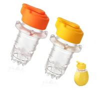 Lot de 2 presse-citron vert, petit presse-agrumes, manuel, avec bec verseur, jaune et orange, convient pour les citrons, les mandarines et les oranges