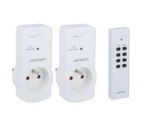 Zenitech - Lot de 2 prises 10A 2P+T télécommandées avec télécommande - Blanc