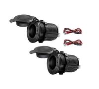 Lot de 2 prises allume-cigare 12 V 5 A étanches de qualité marine 12 V CC pour bateau, moto, voiture, avec câble de raccordement de 0,6 m