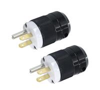 Lot de 2 prises américaines 125 V 3 pôles, 125 V 15 A, fiches électriques mâles à 3 broches, prise mâle industrielle de haute qualité, certifié UL NEMA 5-15P (15 A125 V)