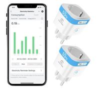 Lot de 2 prises connectées WiFi dual band 2 4/5GHz 16A 3680W suivi consommation Alexa/Google Home type F