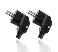 Lot de 2 Prises Électriques Mâles Schuko 250V 16A - Fiche Europe Câble 8-10 mm - Assemblage 3 Pôles avec Terre - Noir