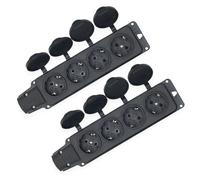Lot de 2 prises extérieures étanches : 4 prises de courant, 16 A/250 V, prises de terre avec couvercles à rabat, multiprise extérieure, prise pour jardin, extérieur (IP54)