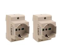 Lot de 2 prises modulaires universelles P40, Schuko + Bipasso italien, 10/16 A AC 220 V, 2,5 modules barre DIN, IP20 IEC60884