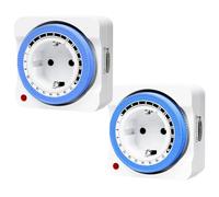 Lot de 2 prises programmables mécaniques - Programme 24 heures - Prise programmable analogique avec 96 segments - Intervalle de commutation de 15 min - Pour éclairage saisonnier, décorations de