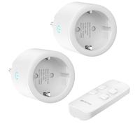 Lot de 2 prises télécommandées avec télécommande, 10 A/2500 W, interrupteur sans fil, portée de 30 m, blanc