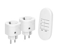 Lot de 2 prises télécommandées avec télécommande - Charge maximale : 3000 W - Blanc - Idéal pour la maison et le bureau