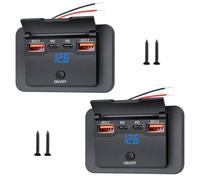 Lot de 2 prises USB 78 W 12 V pour camping-car avec charge rapide à 4 ports, double 36 W PD&Dual 18 W QC3.0, prise encastrée avec interrupteur à bouton et indicateur de tension LED pour voiture