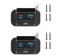 Lot de 2 prises USB à double port avec charge rapide PD3.0, housse anti-poussière étanche et interrupteur marche/arrêt, prise d'alimentation 12 V pour voitures, bateaux, camping-cars et motos